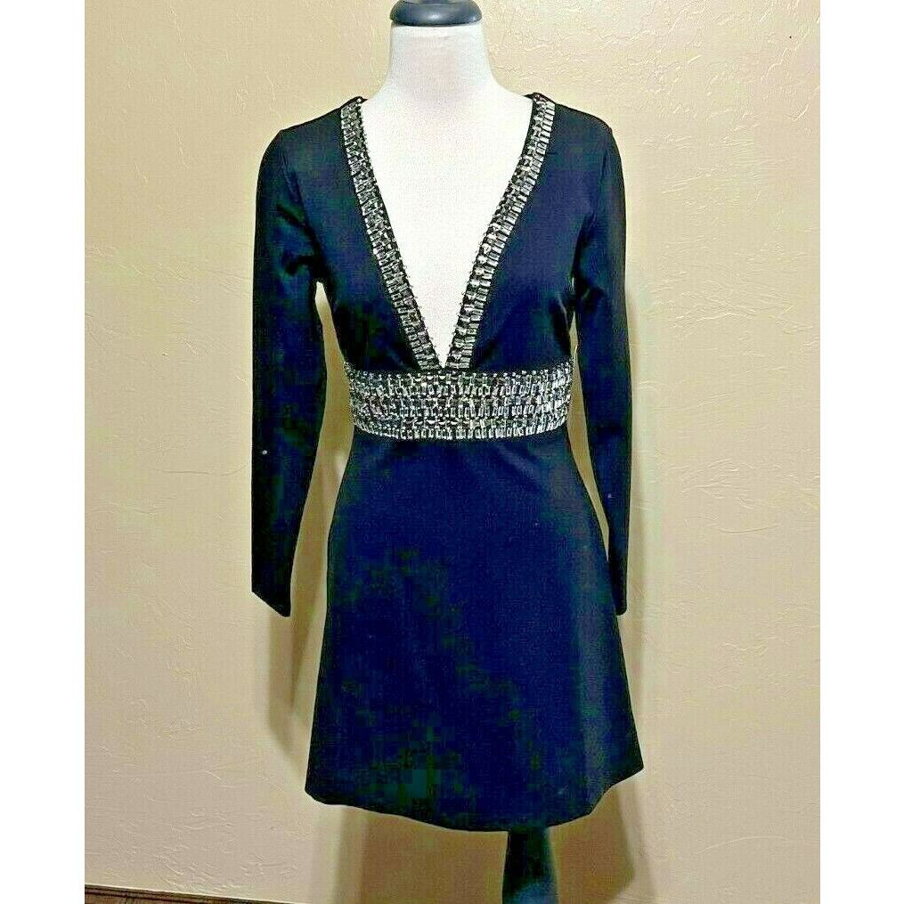 Venus Long Sleeve Embellished Little Black Dress Size 2 Nwt